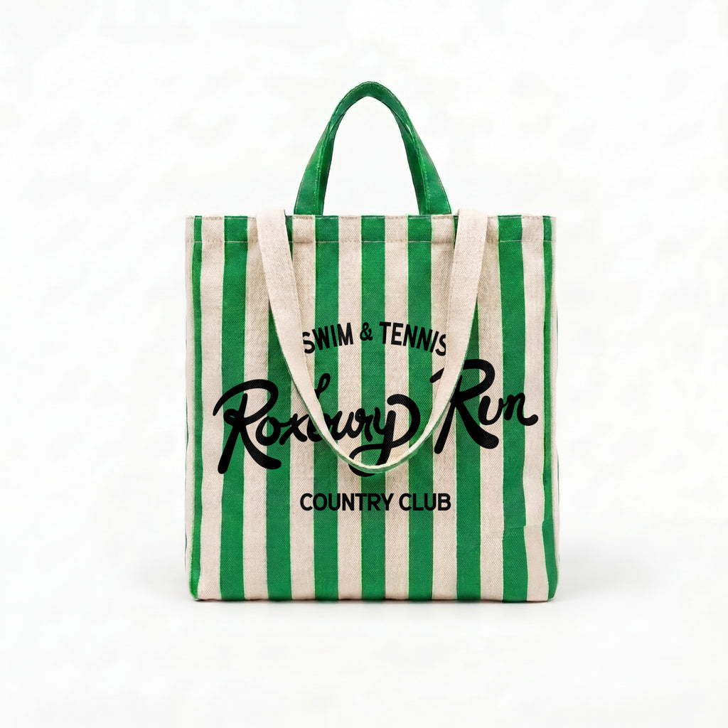 Green Striped Vintage Tote