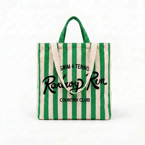 Green Striped Vintage Tote